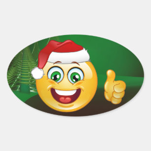 weihnachtsmann-emojis ovaler aufkleber