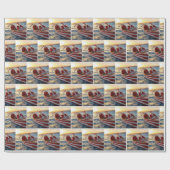 Weihnachtsmann fährt ein Speedboot Geschenkpapier (Flach)