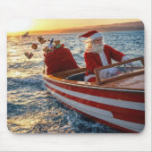 Weihnachtsmann fährt ein Speedboot Mousepad (Vorne)