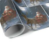 Weihnachtsmann fährt einen Schlitten im Mondlicht Geschenkpapier (Rolleneckpunkt)