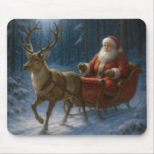 Weihnachtsmann fährt einen Schlitten Mousepad (Vorne)