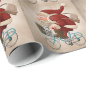 Weihnachtsmann fährt Fahrrad Geschenkpapier (Rolleneckpunkt)