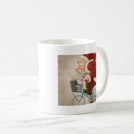 Weihnachtsmann fährt Fahrrad Kaffeetasse (VorderseiteRechts)