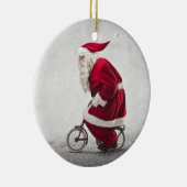 Weihnachtsmann fährt Fahrrad Keramik Ornament (Rechts)