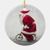 Weihnachtsmann fährt Fahrrad Keramik Ornament (Hinten)