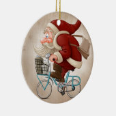 Weihnachtsmann fährt Fahrrad Keramikornament (Rechts)
