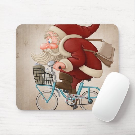 Weihnachtsmann fährt Fahrrad Mousepad (Mit Mouse)