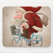 Weihnachtsmann fährt Fahrrad Mousepad (Vorne)