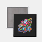 Weihnachtsmann fährt lustigen Weihnachts-Monster-T Magnet (Vorderseite/Rückseite)