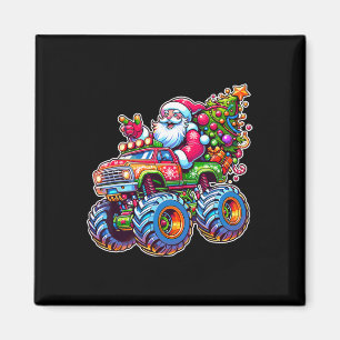 Weihnachtsmann fährt lustigen Weihnachts-Monster-T Magnet
