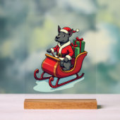 Weihnachtsmann-Fahrt mit Pitbull Acrylschild (Neutral)