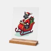Weihnachtsmann-Fahrt mit Pitbull Acrylschild (Winkel)