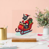 Weihnachtsmann-Fahrt mit Pitbull Acrylschild (Hochzeit)