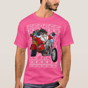 Weihnachtsmann fährt Motorrad Hässlicher Weihnacht T-Shirt