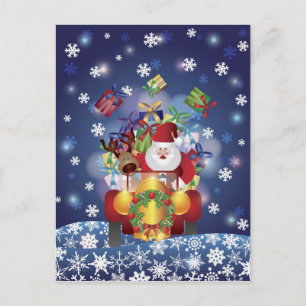 Weihnachtsmann fährt Oldtimer-Postkarte Feiertagspostkarte