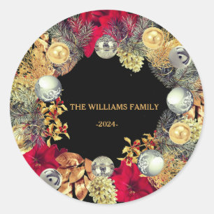 Weihnachtsmann Familienname Klassischer Rundaufkle Runder Aufkleber