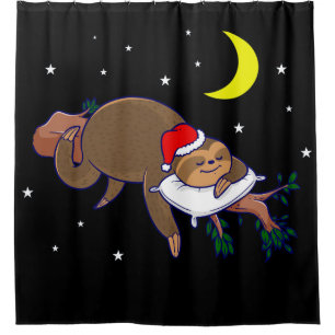 weihnachtsmann faultier weihnachten duschvorhang