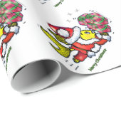 WEIHNACHTSMANN-FISCHE - lustiges niedliches Spaß Geschenkpapier (Rolleneckpunkt)