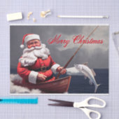 Weihnachtsmann fischen frohe Weihnachtsdekoupage Seidenpapier (Handwerk)