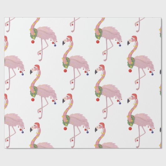 Weihnachtsmann-Flamingo Geschenkpapier (Flach)