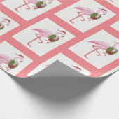 Weihnachtsmann Flamingo rosa Wrapping Paper Geschenkpapier (Ecke)