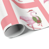 Weihnachtsmann Flamingo rosa Wrapping Paper Geschenkpapier (Rolleneckpunkt)