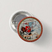Weihnachtsmann fliegt altes Flugzeug Button (Vorne & Hinten)