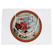 Weihnachtsmann fliegt altes Flugzeug Große Geschenktüte (Vorderseite)