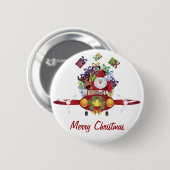 Weihnachtsmann fliegt Flugzeug Knopf Button (Vorne & Hinten)