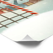 Weihnachtsmann fliegt über Snowclad Village Weihna Poster (Ecke)