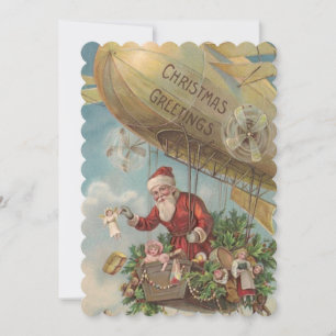 Weihnachtsmann fliegt vintage feiertagskarte