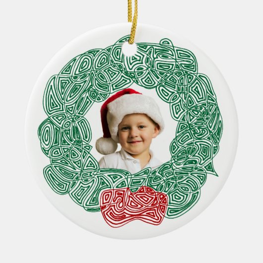 Weihnachtsmann-Foto Keramik Ornament (Vorne)
