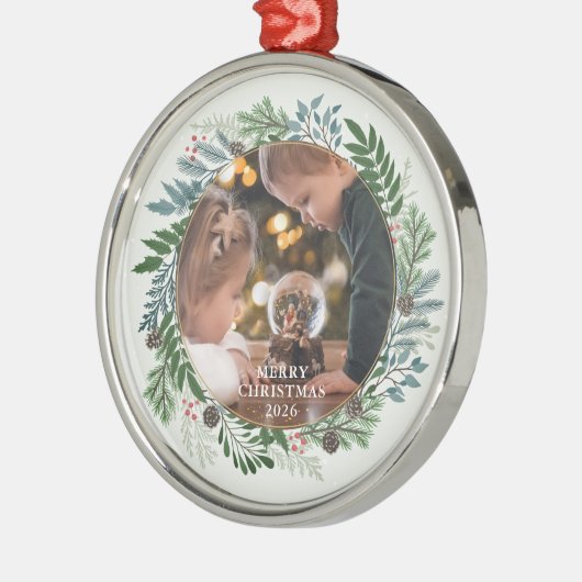 Weihnachtsmann-Foto Ornament Aus Metall (Links)