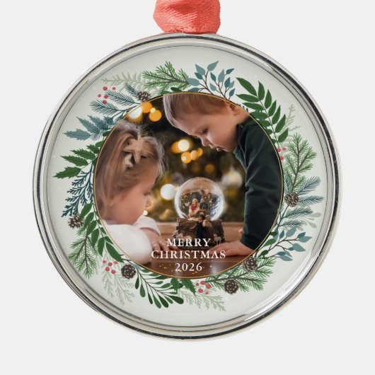 Weihnachtsmann-Foto Ornament Aus Metall (Vorne)