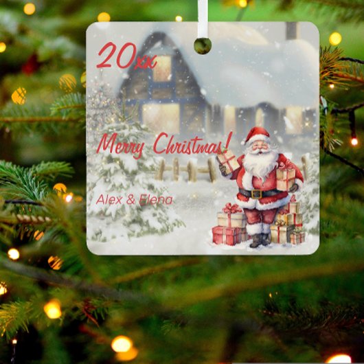 Weihnachtsmann Foto Ornament Aus Metall