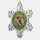 Weihnachtsmann-Foto Schneeflocken Zinn-Ornament (Rechts)