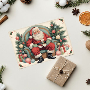 Weihnachtsmann Frohe Weihnachten im Vintage-Stil Postkarte