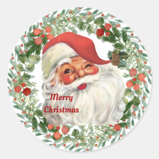 Weihnachtsmann Frohe Weihnachten Runder Aufkleber
