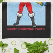 Weihnachtsmann Frohe Weihnachten Teil 2 Geschirrtuch (Gefaltet)