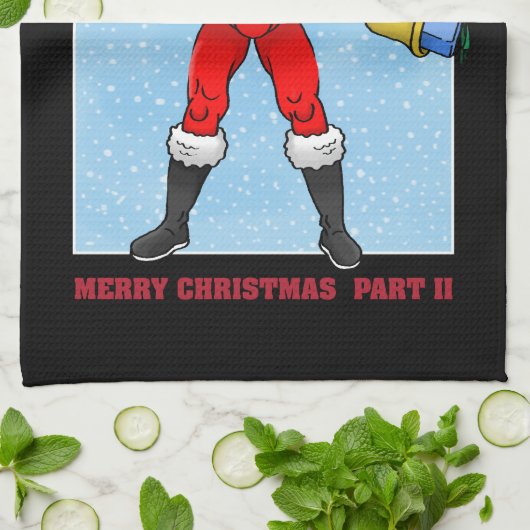 Weihnachtsmann Frohe Weihnachten Teil 2 Geschirrtuch (Gefaltet)