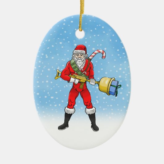 Weihnachtsmann Frohe Weihnachten Teil 2 Keramik Ornament (Vorne)