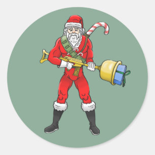 Weihnachtsmann Frohe Weihnachten Teil 2 Runder Aufkleber
