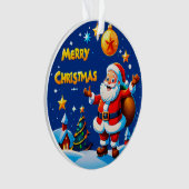 Weihnachtsmann Fröhlicher Gruß Ornament (Vorderseite)