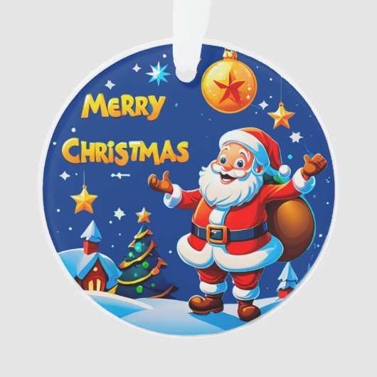 Weihnachtsmann Fröhlicher Gruß Ornament (Vorderseite)
