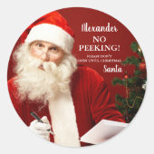 Weihnachtsmann FÜGT NAME Nr. Peekrunde hinzu Runder Aufkleber (Vorderseite)