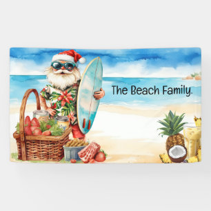 Weihnachtsmann für Weihnachten im Juli am Strand Banner