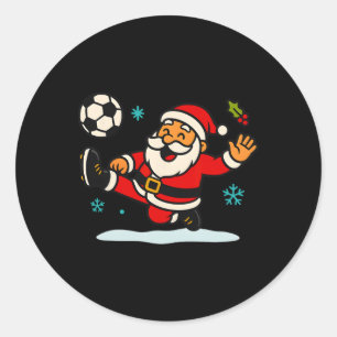 Weihnachtsmann Fußball Sport Spielend Weihnachten Runder Aufkleber