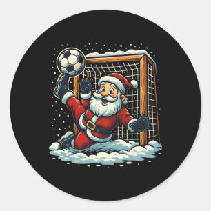 Weihnachtsmann Fußball Torwart Sport Weihnachten Runder Aufkleber