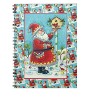 WEIHNACHTSMANN FÜTTERT ROTKEHLCHEN, CHRISTMAS BIRD NOTIZBLOCK