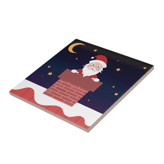 Weihnachtsmann geht am Weihnachtsabend den Schorns Fliese (Seite)